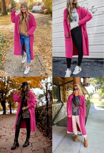 Image of Womens Long Sleeve Cardigan Sweaters Oversized Open Front Maxi Coat | Trendy Casual,Lapel,Knitted Coatigan,Soft Warm,Overcoat Pocket,2026 Fall Winter,Work Office,Going Out