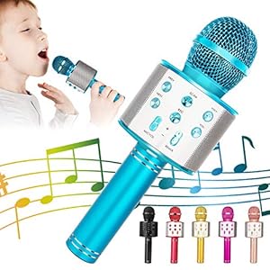 KIDWILL Karaoke Wireless Bluetooth Microphone for Kids, 5-in-1 Portable Handheld Karaoke Mic Speaker Player Recorder…