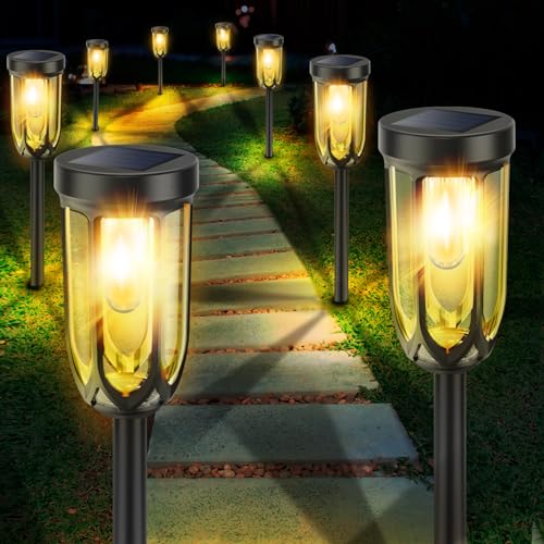Barleit Solar Lights Outdoor 8 Pack, Solar Pathway...