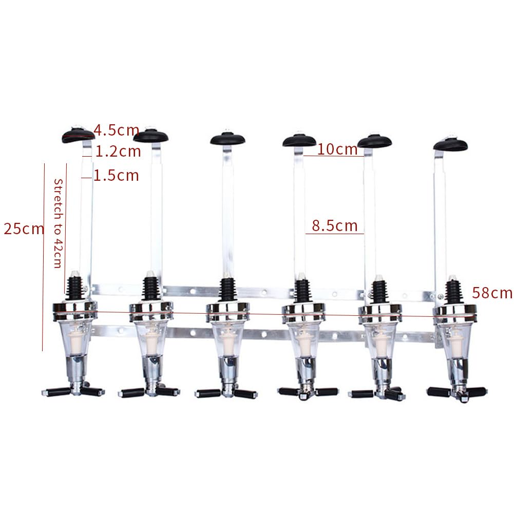 Warmiehomy Barbutler Flaschenhalter für 6 Flaschen Getränkeportionierer Wand Montage 4cl Getränkespender Flaschen Dosierer Drink Dispenser für Party Bar Zuhause Aluminum Silber