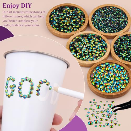 Image of Resin Jelly Rhinestones for Crafting with B7000 Jewelry Glue, 1 Box Emerald Black Flatback Crystal with 3Pcs 10ml Glue, Bedazzling Non Hotfix Gems for DIY Tumblers Clothing Shoes Manicure