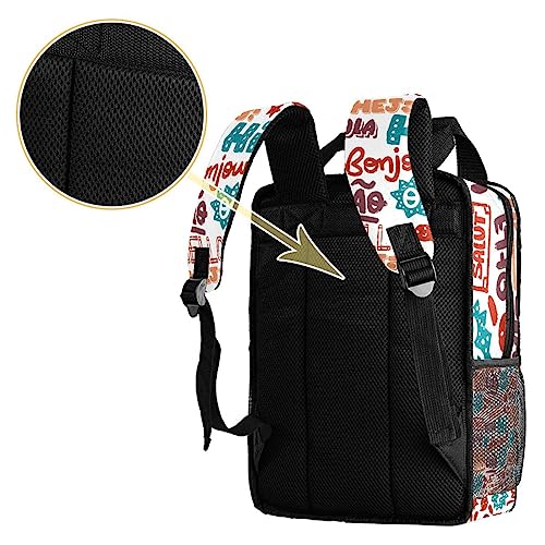 Sac à dos garçons motif Hello multicolore multilingue dimensions 35.5x26x12 cm - 4