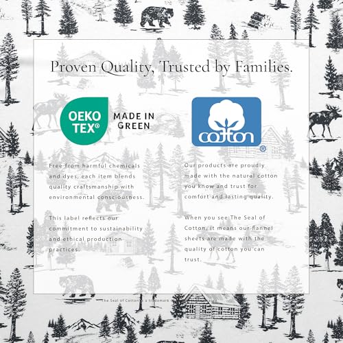 Image of Great Bay Home Flannel Sheet Set Full Size - 100% Turkish Cotton, Double-Brushed, Lodge-Printed Bed Sheets - Ultra-Soft, Cozy, 4-Piece Bedding Set (December Frost)