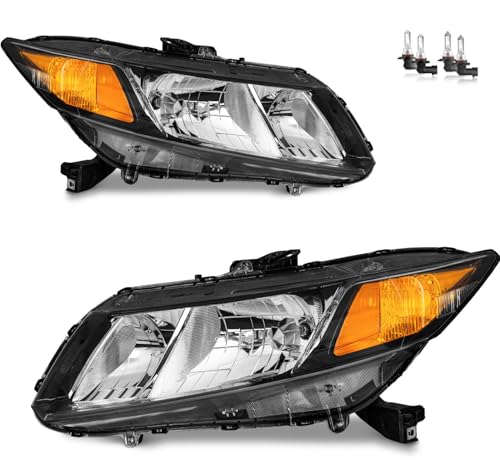 KarSpareHub Headlights Assembly for 2012-2015 Honda Civic 4Dr Sedan for 2012-2013 Honda Civic 2Dr CoupeHeadlamp Replacement Driver & Passenger Side