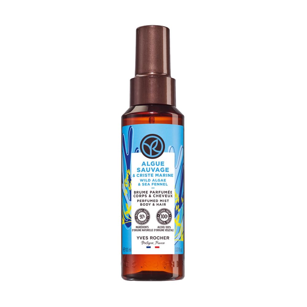 Yves Rocher BRUME Profumo Spray profumato – Spray per corpo e capelli – con profumo di alga selvatica e finocchio marino, 100 ml
