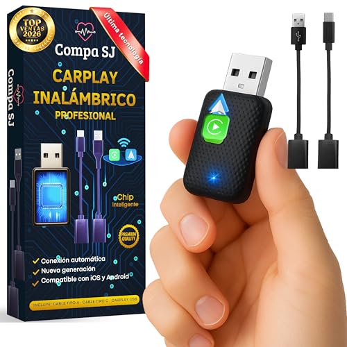 PREMIUM PRO Adaptador USB CarPlay Inalámbrico, Receptor Auto iPhone, Conexión Automática Convierte Conexión por Cable a Inalámbrica para Coche| Android Auto 2 en 1|Compatible con iOS 10+ y Android 11+