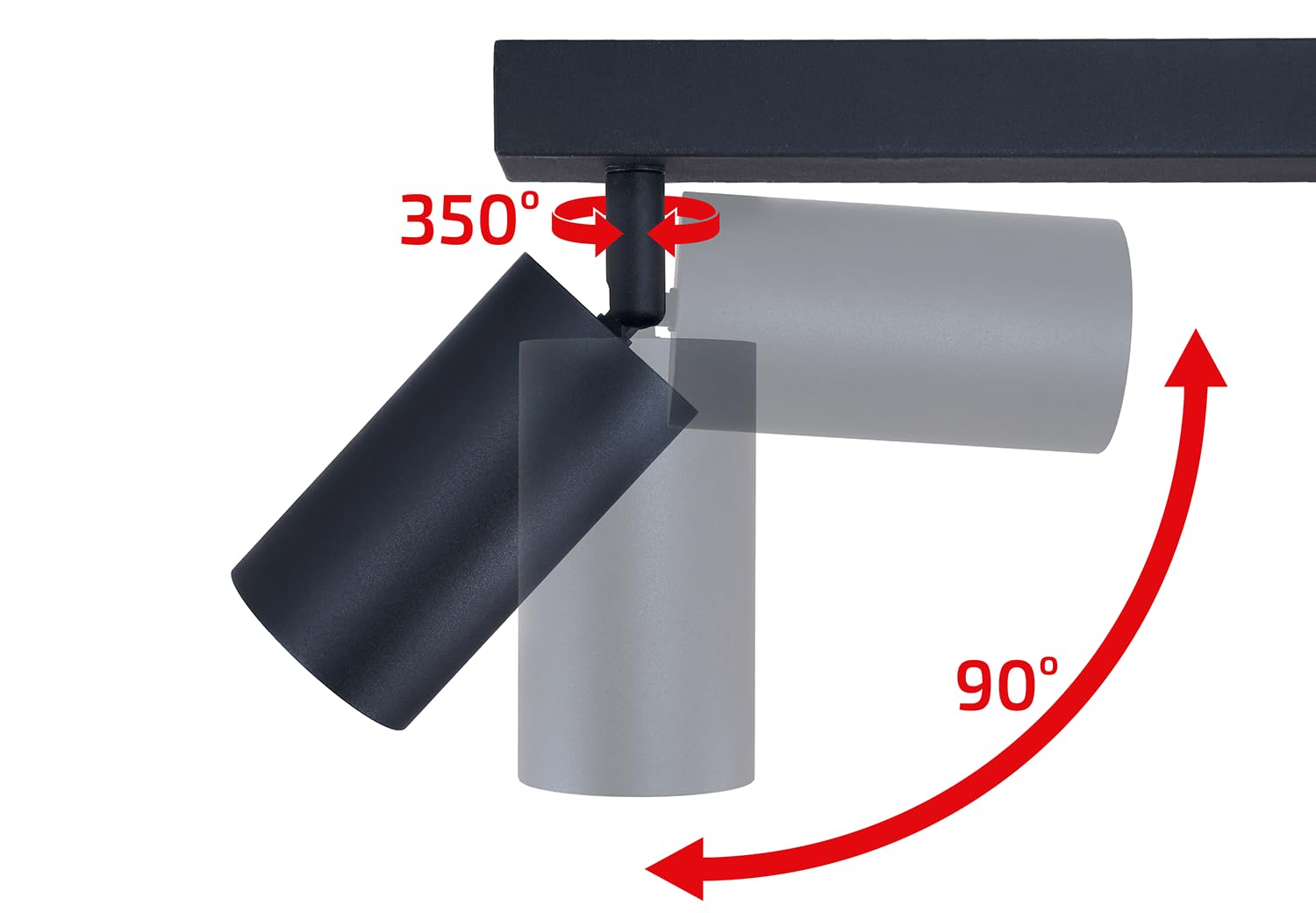 Anbauleuchte Viki - Aufbauleuchte Wand und Decke - Aufbaustrahler GU10 - Aufbauleuchte Strahler Lampe x8 - Deckenstrahler aus Metall - Schwarz, 1400 x 164 x 60 mm
