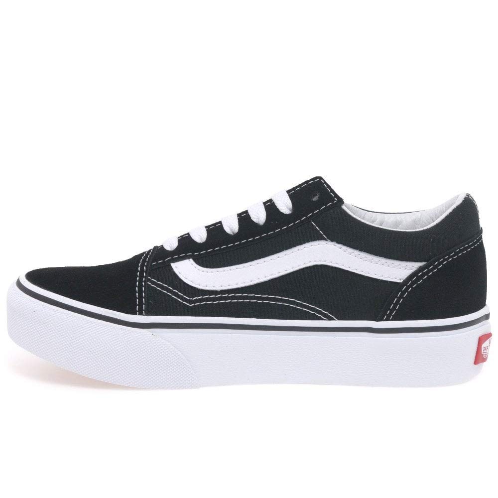 Vans Old Skool Piattaforma Ragazze Suede Lace Up Trainer Scarpe 33 EU Black Suede/True White