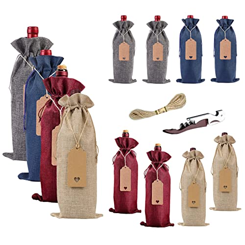 Penubuy 12 Bolsas de Lona para Vino con cordón, Suministros Reutilizables para Fiestas, Bolsas para Vino (Cuatro Colores) Cover