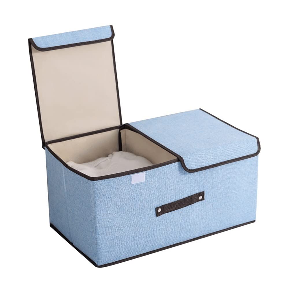 ETRGFTHU Clothes Storage Box Household Foldable Storage Box Double Cover Dust Belt Partition Design Under-bed Debris Organizer(Blue,50cm*30cm*25cm)