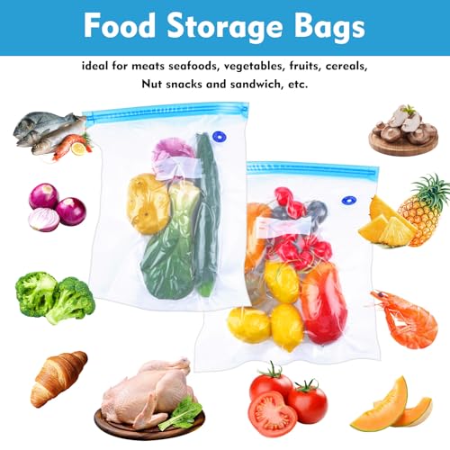 Lemecima 60 Pack Sous Vide Bags Vacuum Sealer Bag For Food, 4 Sizes Reusable Food Bags Vacuum Zipper Storage Bags With Air Valve Double Layers Food Storage thumb #6