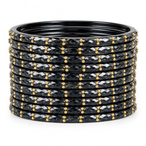 Image of JPS Plain and Glossy Finished Raindrop Glass Bangles Set for Women & Girls | Traditional Ethnic Chudi for Wedding, Party & Regular- Set of 12 Pcs of One Colour | Wedding Special
