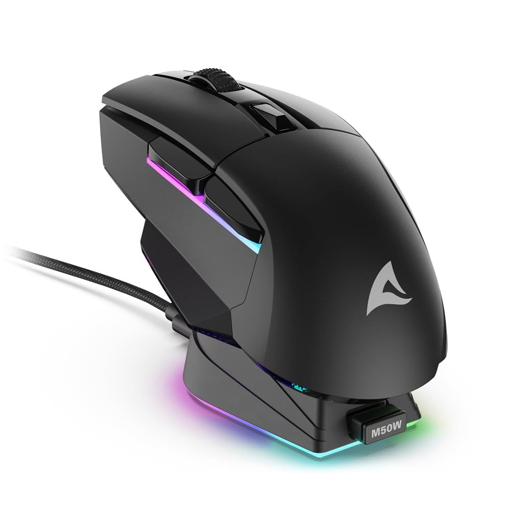 Sharkoon SKILLER SGM50W, Souris Gaming, Bi-Mode, 6.400 DPI, Eclairage RVB, PBT Touches principales