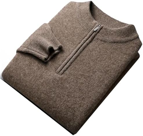 Men&#39;s Arrival Fashion Winter 100 Percent Pure Cashmere Sweater with Half Height Zipper Collar and Thickened Base