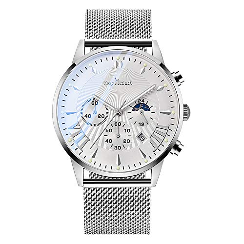 Montre analogique homme étanche contre l'humidité avec son bracelet maille acier