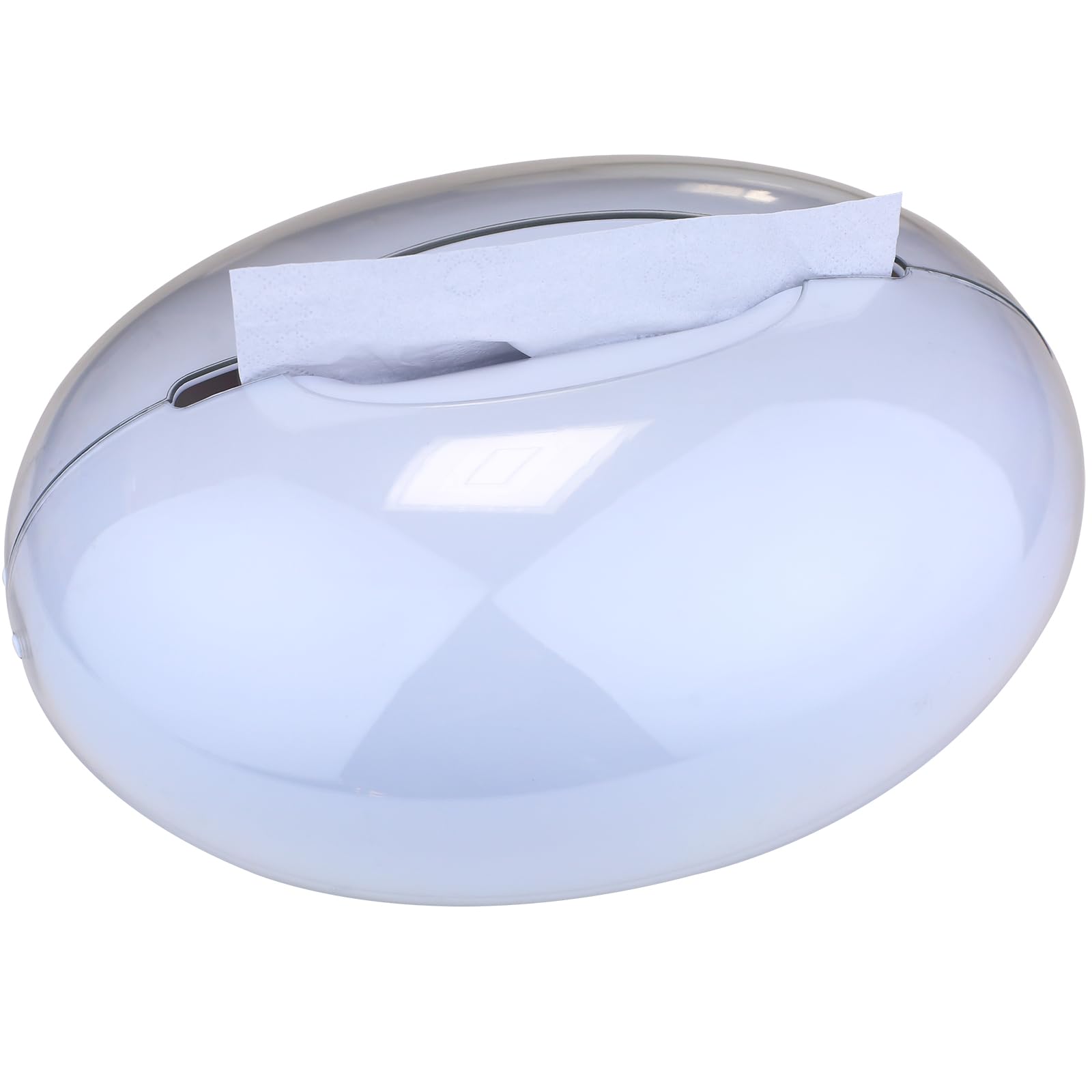 Oval Household Tissue Box, Stylish Tissue Dispenser, Magnetic Opening and Closing Tissue Box, 8.9 x 6.6 x 4.3 Inches, Suitable for Kitchen, Bedroom, Bathroom, Study Room (grey, double layer)