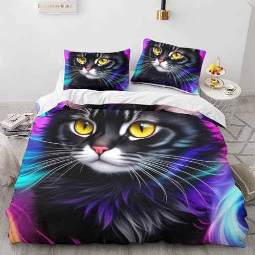 Housse de couette chaton 140x200 parure lit microfibre single - 3