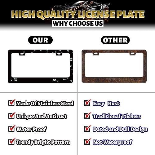 Abstract German Flag License Plate Frame Germany License Plate Holders Funny Stainless Steel Car Bracket 2 Holes with Screws Universal Auto Accessory License Plate Frames 6.2x12.2 Inch by MUAWUOIK - Used condition - Image 4