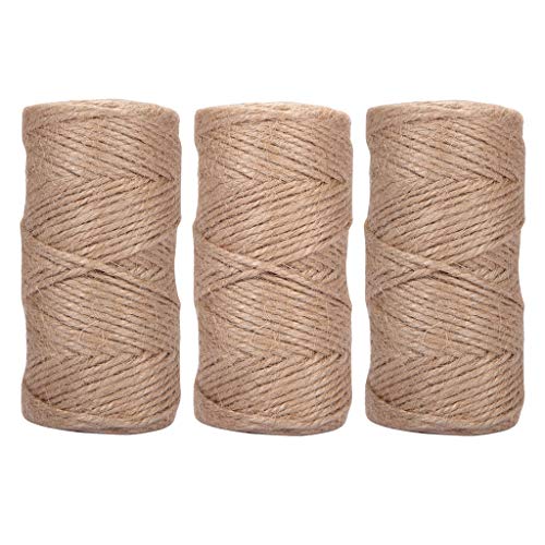 Quotidian 640 Feet (c. 213 Yards) 1/8 inch 3 ply Natural Jute Twine String Rolls for Packing String, Artworks Crafts, Gift Wrapping, Picture Display and Gardening (3mm)