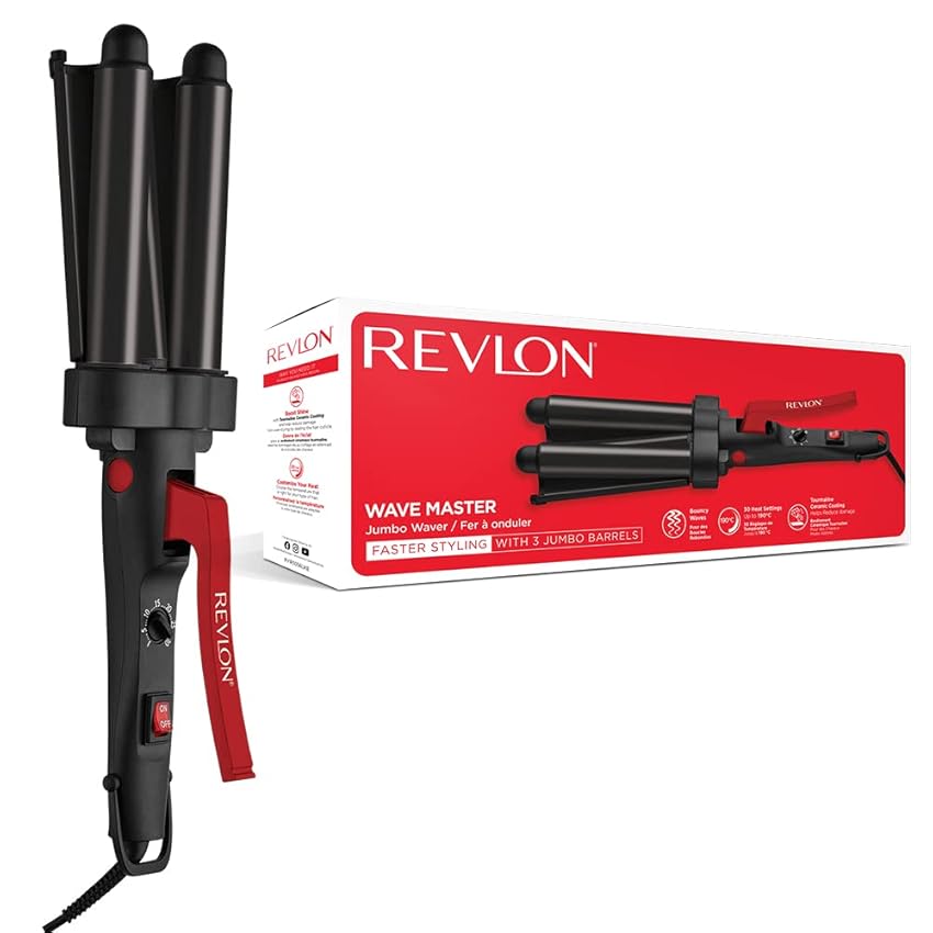 Immagine del prodotto Revlon Wave Master Jumbo Waver (Design a tre ferri Jumbo, rivestimento in ceramica tormalina, 30 regolazioni di calore fino a 190 °C) RVIR3056UKE