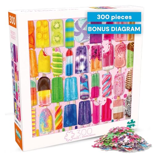 Buffalo Games - Frosty Treats - Lars Stewart - 300 Piece Large Jigsaw Puzzle for Adults - Playful Summer Ice Cream Art - Finished Size is 21.25 x...