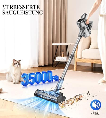 Akku Staubsauger Kabellos Akkustaubsauger Akkusauger - Kabelloser Stabstaubsauger Elektrische Sauger Kehrbesen mit Ladestation Cordless Vacuum Cleaner Für Tierhaare Teppich Beutellos Stielstaubsauger – Bild 4