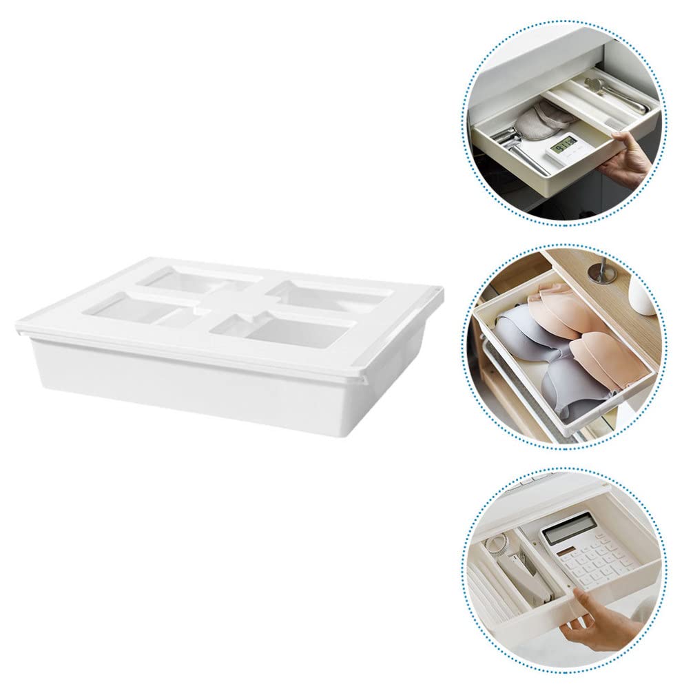 Zerodeko Organizzatore per Tavolo Separatore Attaccabile Sotto la Scrivania Box Porta Oggetti in Plastica Resistente Salvaspazio per Ufficio e Cucina