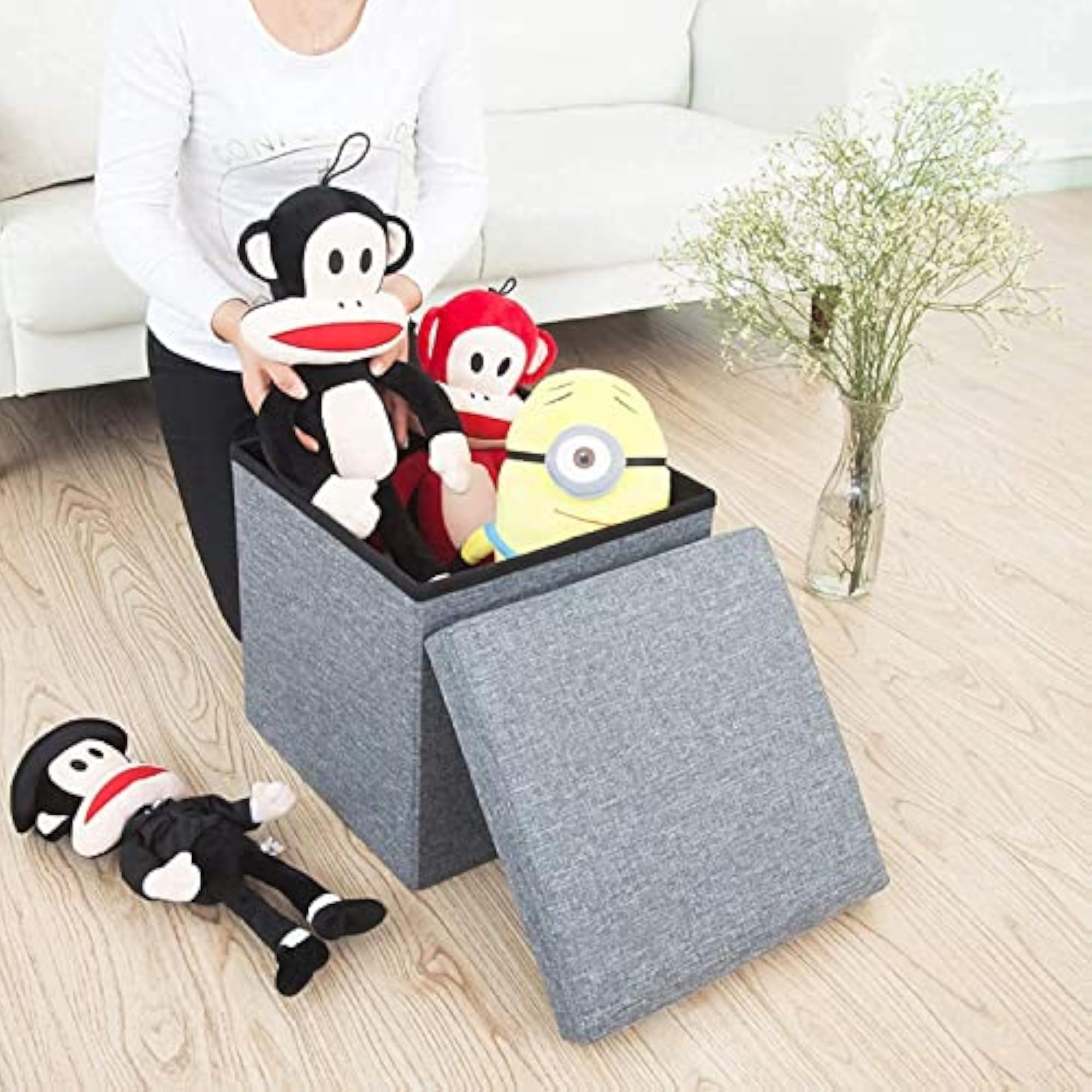 Ottoman Storage Stool with Hidden Storage