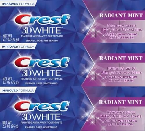 Image of Crest 3D White Toothpaste Radiant Mint, 2.7 Oz (76g) - Pack of 3
