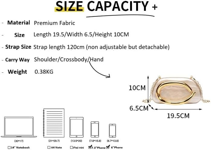 Acrylic Evening Bag Clutch Purses for Women, Elegant Pearl & Marble Trendy Ladies Shoulder Crossbody Handbag with Chain for Wedding Party Prom - Image 6