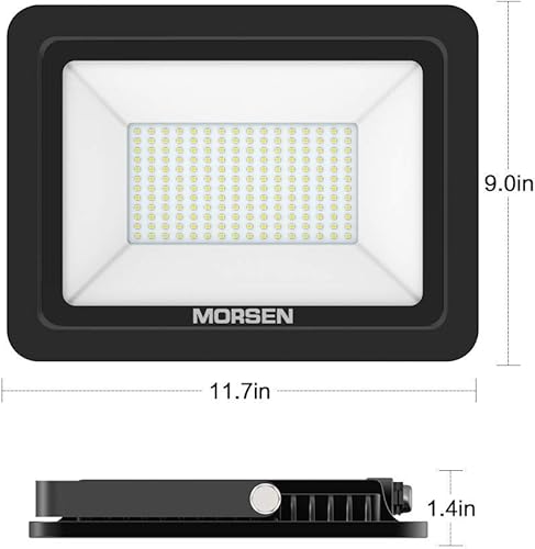 Miniatura 6 de MORSEN Luz de inundación LED de 200 W, 20000 lúmenes, luces de seguridad superbrillantes, enchufe certificado UL, luz de inundación impermeable