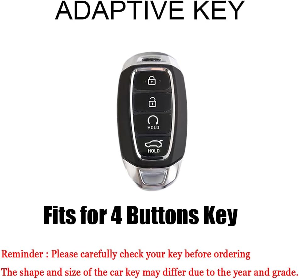 Key Fob Cover for 2018 2019 2020 2021 2022 Hyundai Santa Fe Venue Kona Veloster Palisade Elantra GT Accessories with Keychians Key Case Shell Soft TPU 4 Button-White image 2