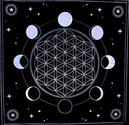 INDIAN CRAFT CASTLE Altar Tarot Cloth, Moon Phases Astrology Tarot Cards Divination Special Tablecloth Witchcraft Man Cave Room Bar Home Wall Decor (Moon Phases 26 x 26 Inches)