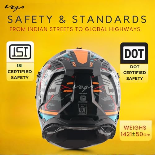 Image of Vega VF 11 Dirt-X Challenge Full Face Motorcycle Helmet with Shock Absorbing Shell, Aerodynamic Design, Ventilated Interior, Aggressive Racing Styling Black Red -M