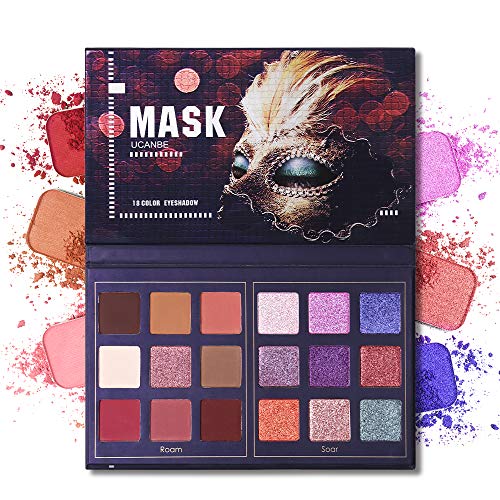 Pro Mask 18 Colors High Pigmented Eyeshadow Palette Glitter Shimmer Matte Long Lasting Velvet Buttery Creamy Texture Purple Eye Shadow Makup kit