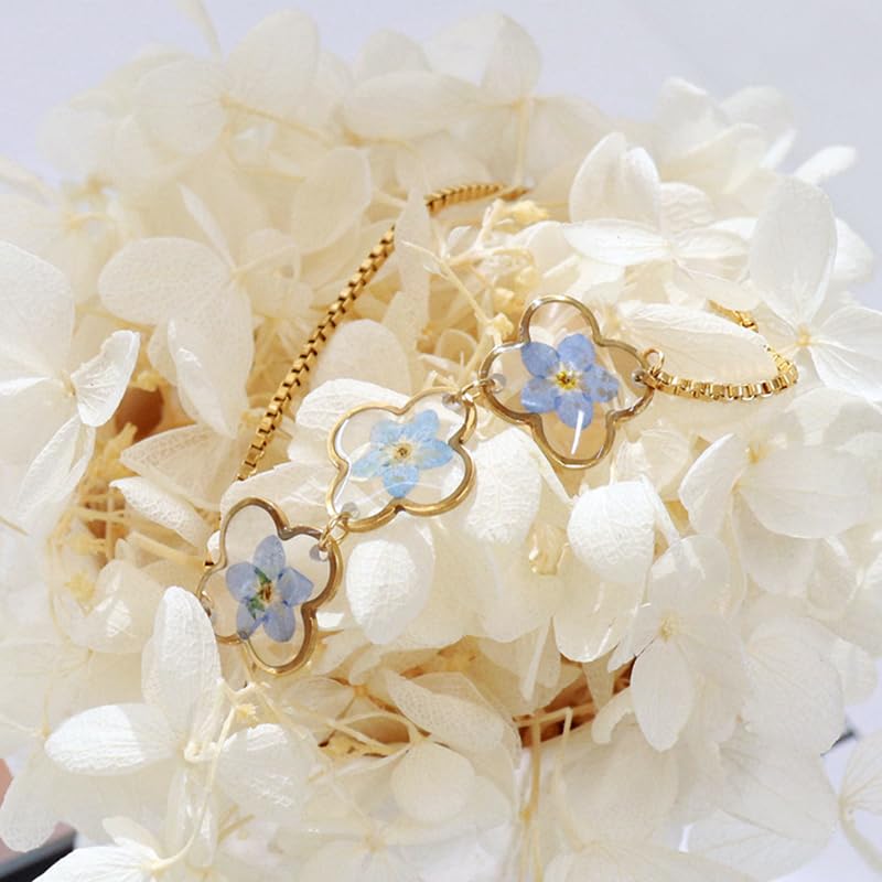 Miniatura 4 de Forget Me Not Bracelet - KBFORU Handmade Pressed Flower Bracelets For Women - Real Wildflowers Bracelet Nature-Inspired Gift - Dainty Personalized