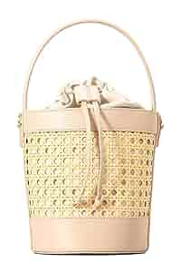 ブルレア Leather trimmed rattan bucketbag ブルレア Leather