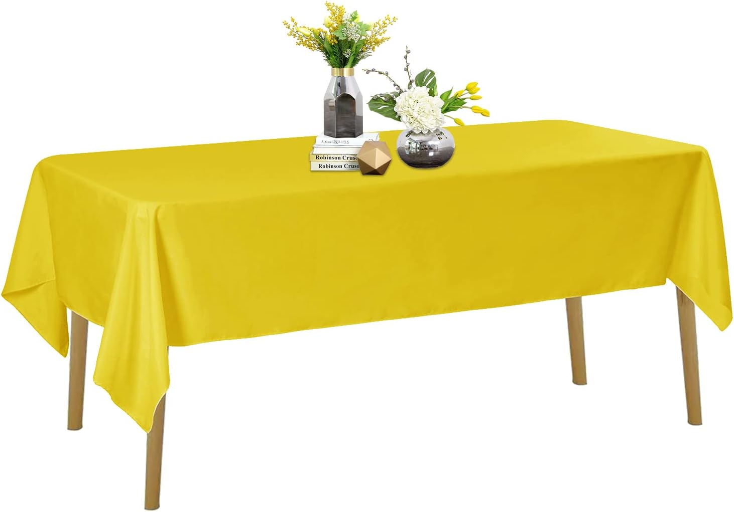 Rectangle Tablecloth - 60x120 Yellow Tablecloth - Stain and Wrinkle Resistant Washable Polyester Table Cloth, Decorative Fabric Table Cover for Dining Table, Buffet Parties and Wedding, Yellow
