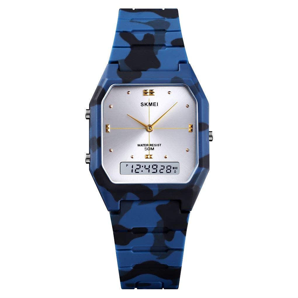MASTOP Reloj deportivo digital para hombre, cuadrado, militar, impermeable, pantalla LED, cronómetro, alarma, reloj de pulsera