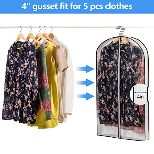 Hanging Clothes Storage with 4" Gusseted Garment Covers (Set of 6) - Clear Suit, Dress, Sweater, Shirt Protectors - 24"x 40"x 4" / 6 Pack - Image 4
