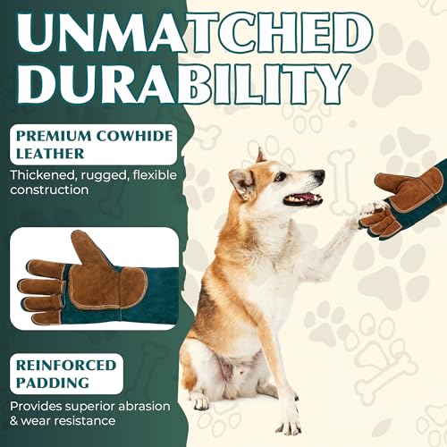 Image of HANDLANDY Animal Handling Gloves, Bite-Proof, Scratch-Resistant, Pet Gloves for Dogs, Cats, Falconry, Gardening