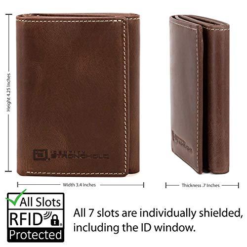 ID Stronghold RFID Blocking Trifold Wallet for Men - Rugged Genuine Leather4