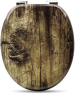 WOLTU Wooden Soft Close Toilet Seat with Adjustable Hinge Toilet Lid Seat Cover for Family Bathroom,Old Tree