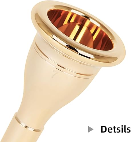 Miniatura 9 de Boquilla de trombón: Boquilla de tuba de latón dorado - Reemplazo de accesorios de instrumento de boca de tuba para estudiantes y profesionales