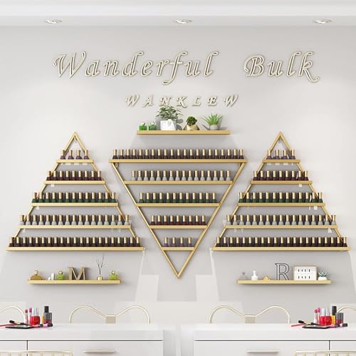 Expositor de esmaltes de uñas para pared y soporte triangular de metal de 6 piezas 6