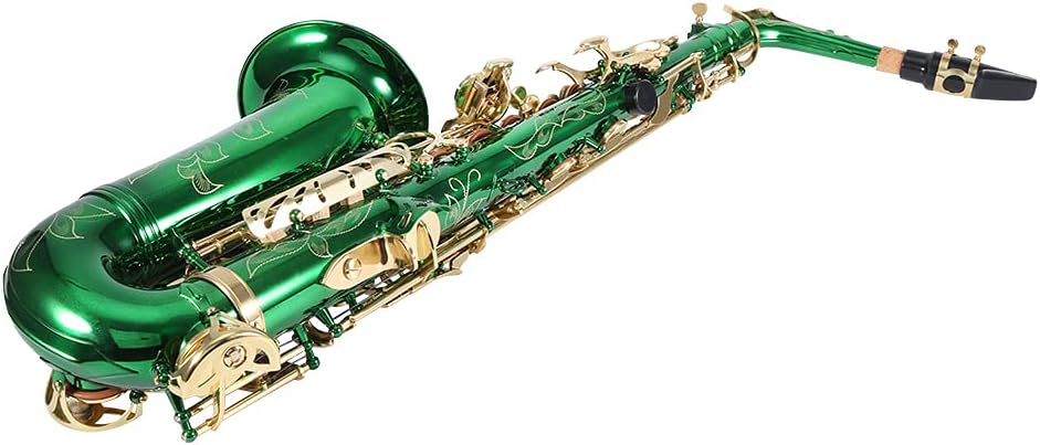 即日出荷 オーケストラ楽器 明るい色のアルトサックス エレガントで繊細な楽器 ユニークな外観の音楽愛好家の子供向けギフト Green