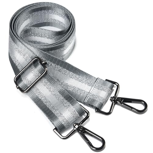 Image of LVYOUME Purse Strap Silver Hardware Wide Bag Straps Replacement Crossbody Adjustable Shoulder Strap for Purses