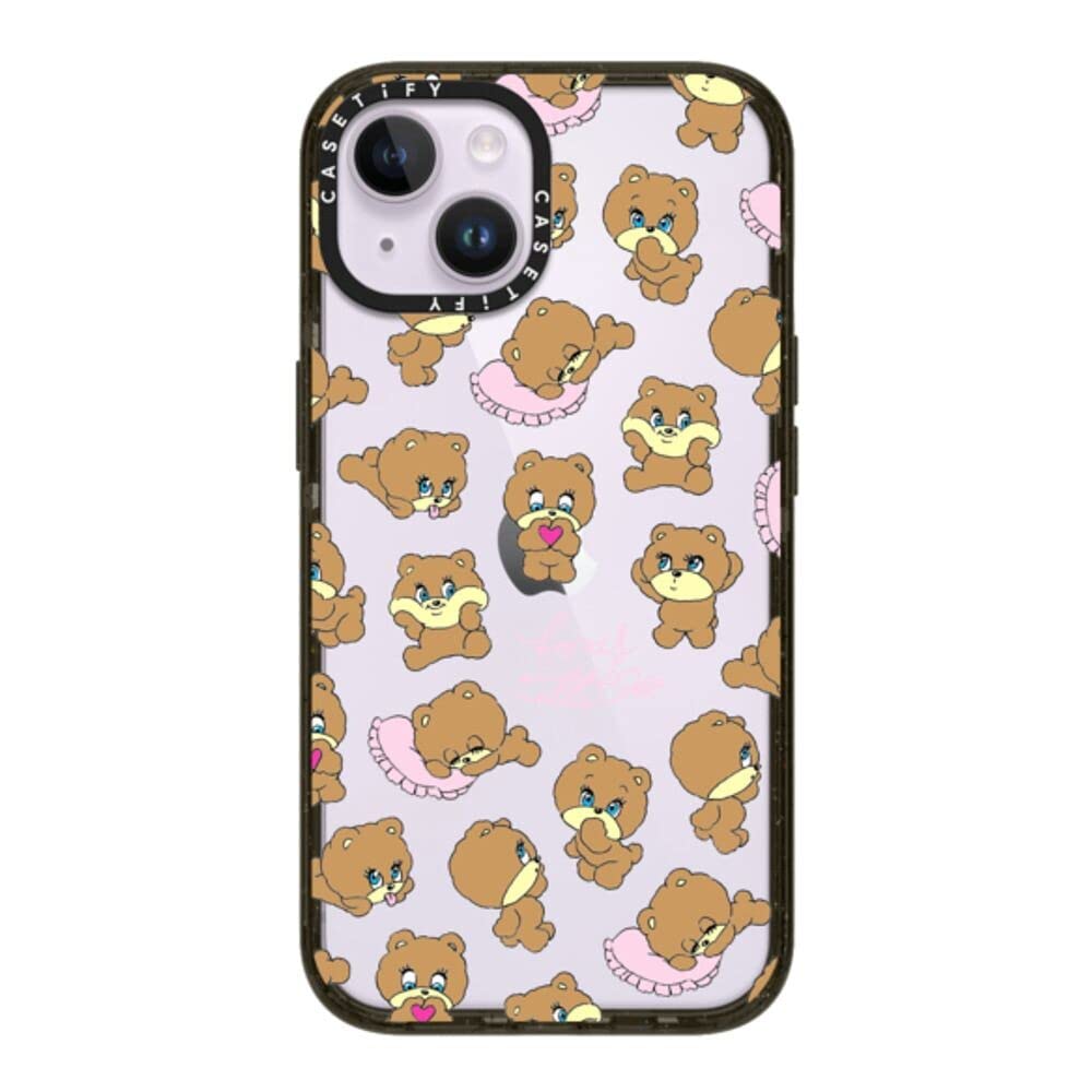 CASETiFY インパクト iPhone 14 ケース [MIL規格準拠 (4x MIL-STD-810G)/2.5mからの落下試験をクリア] - Bears by foxy illustrations - グロッシー ブラック
