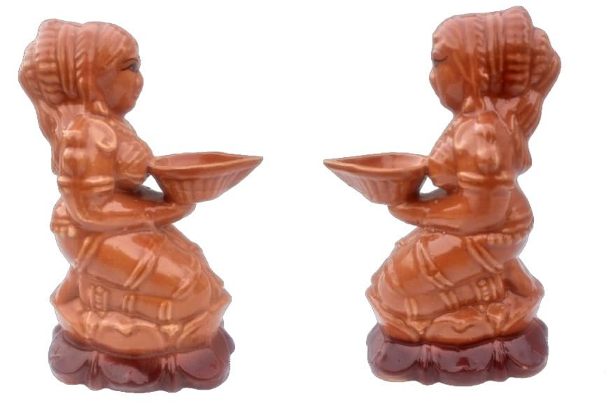 AATHI Traders - (Set of 2) paavai Diya, Lady Diya Statue,Paavai Vilakku,Welcome Lady for Puja Decorations (B0D2PGMX13) Amazon Price History, Amazon Price Tracker