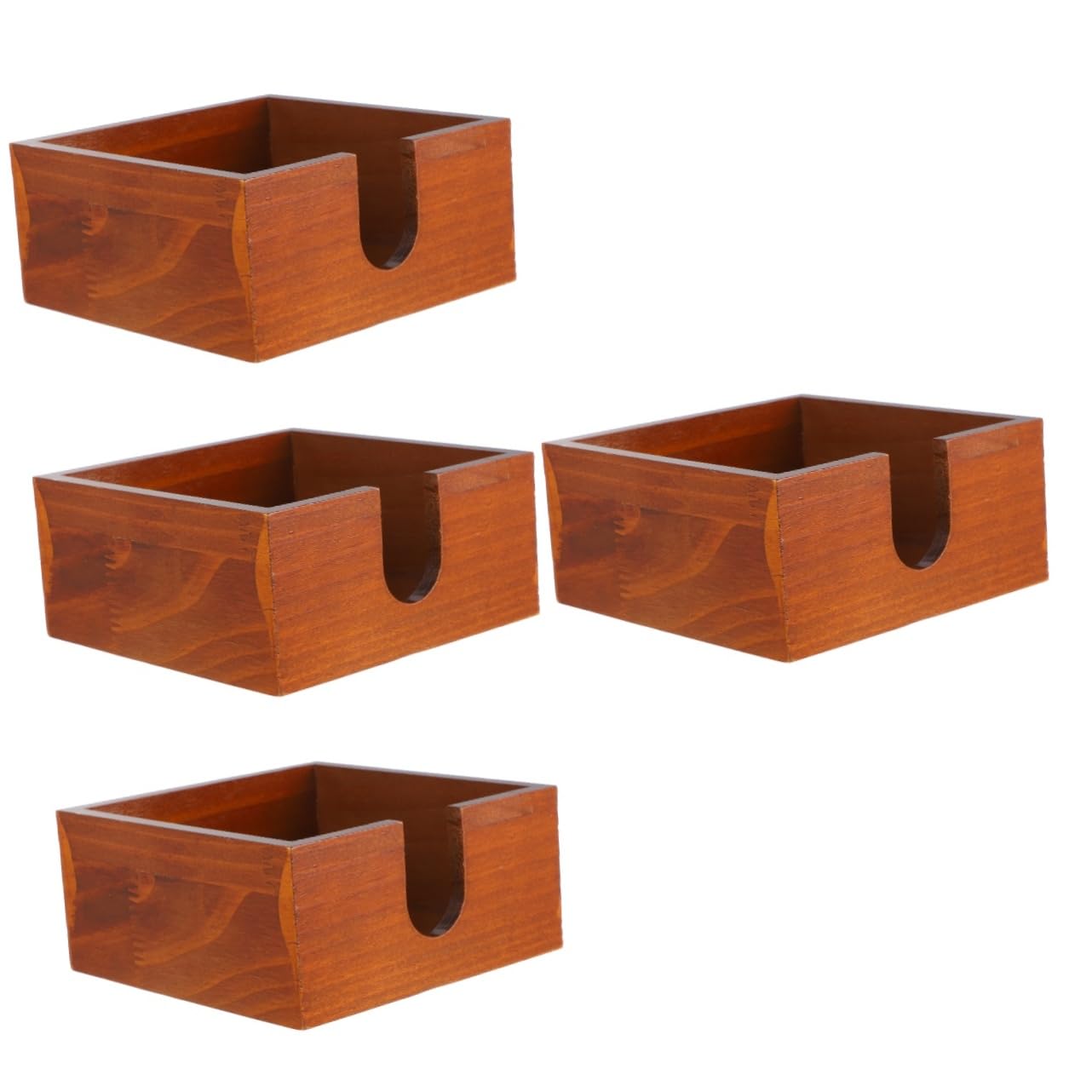 TOPBATHY 4piezas Soporte De Servilletas De Madera Cuadrado Organizador Rústico Para Manteles Dispensador De Servilletas Para Cocina y Comedor Para Restaurante y Hogar
